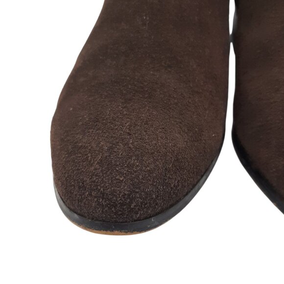Coach Patricia (Flawed) Brown Suede Black Trim Ankle Boot SZ 9 - Picture 4 of 16